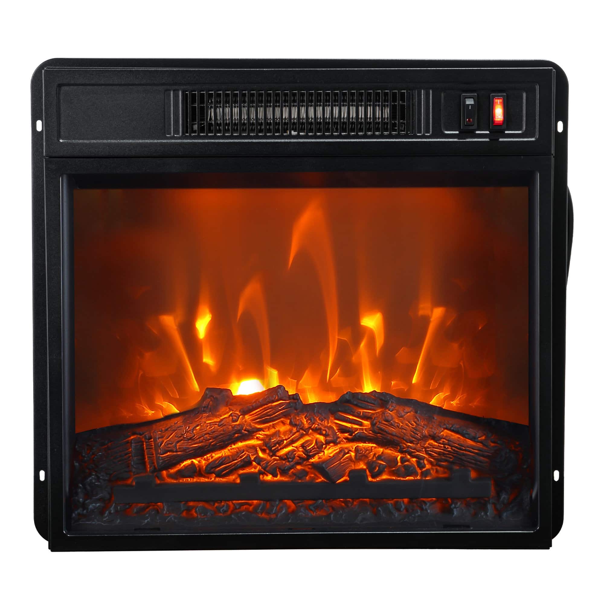Ihomeadore - 18" Recessed Electric Fireplace Insert with Adjustable Flame Color and Heat Settings - Black