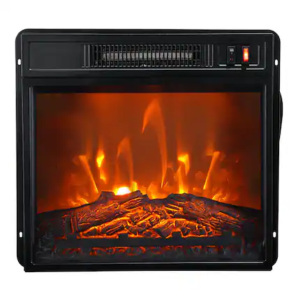 Front. Ihomeadore - 18" Black Recessed Electric Fireplace Insert with Adjustable Flame Color and Heat Settings - Black.