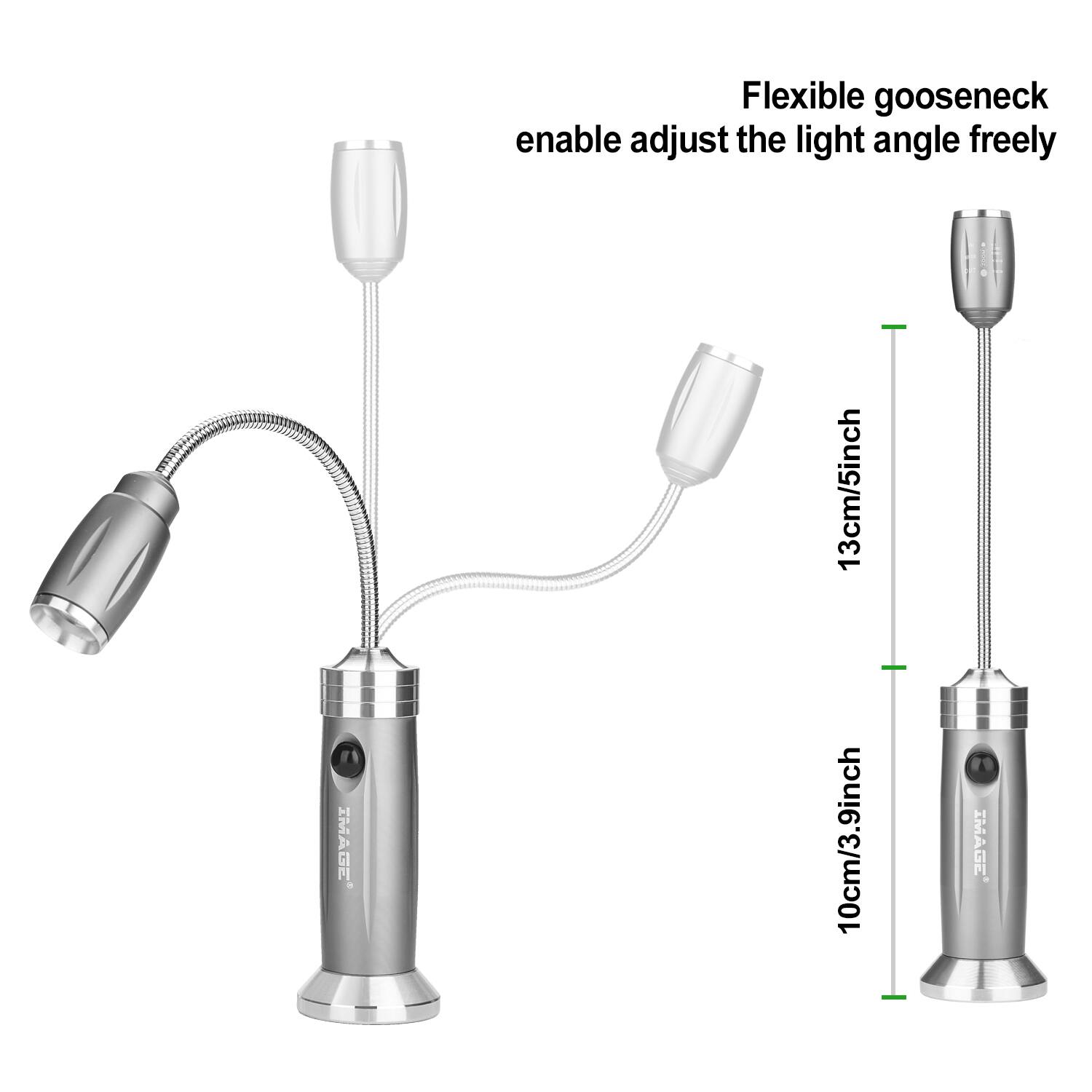 Flexible gooseneck enable adjust the light angle freely 13cm/5inch 10cm/3.9inch