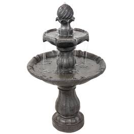 Sunnydaze - Resin Outdoor 2-Tier Solar Water Fountain with Battery - Black