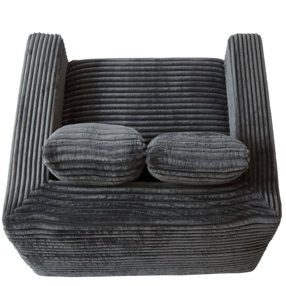 Alt View 7. Kadyn - 2-Seater Corduroy Memory Foam Floor Sofa in a Box, No Assembly for Living Room - Gray.