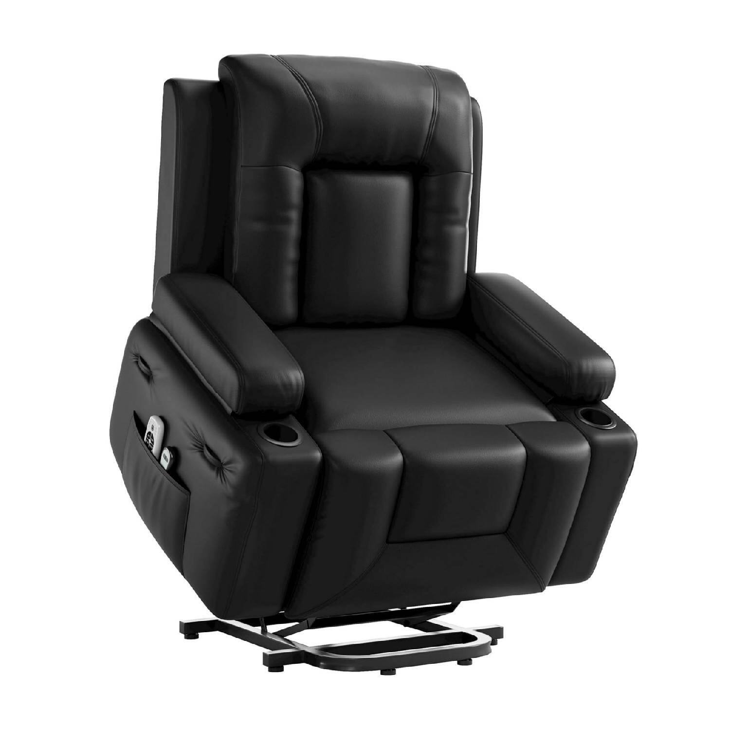 Front. Qeetex - Oversized Electric Power Lift Recliner Sofa Chair for Living Room - Black.