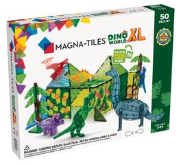 Dino World XL 50-Piece Magnetic Construction Set, THE ORIGINAL MAGNA-TILES