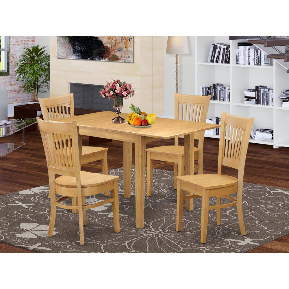 Angle. East West Furniture - Dining Room Set Oak - Brown.