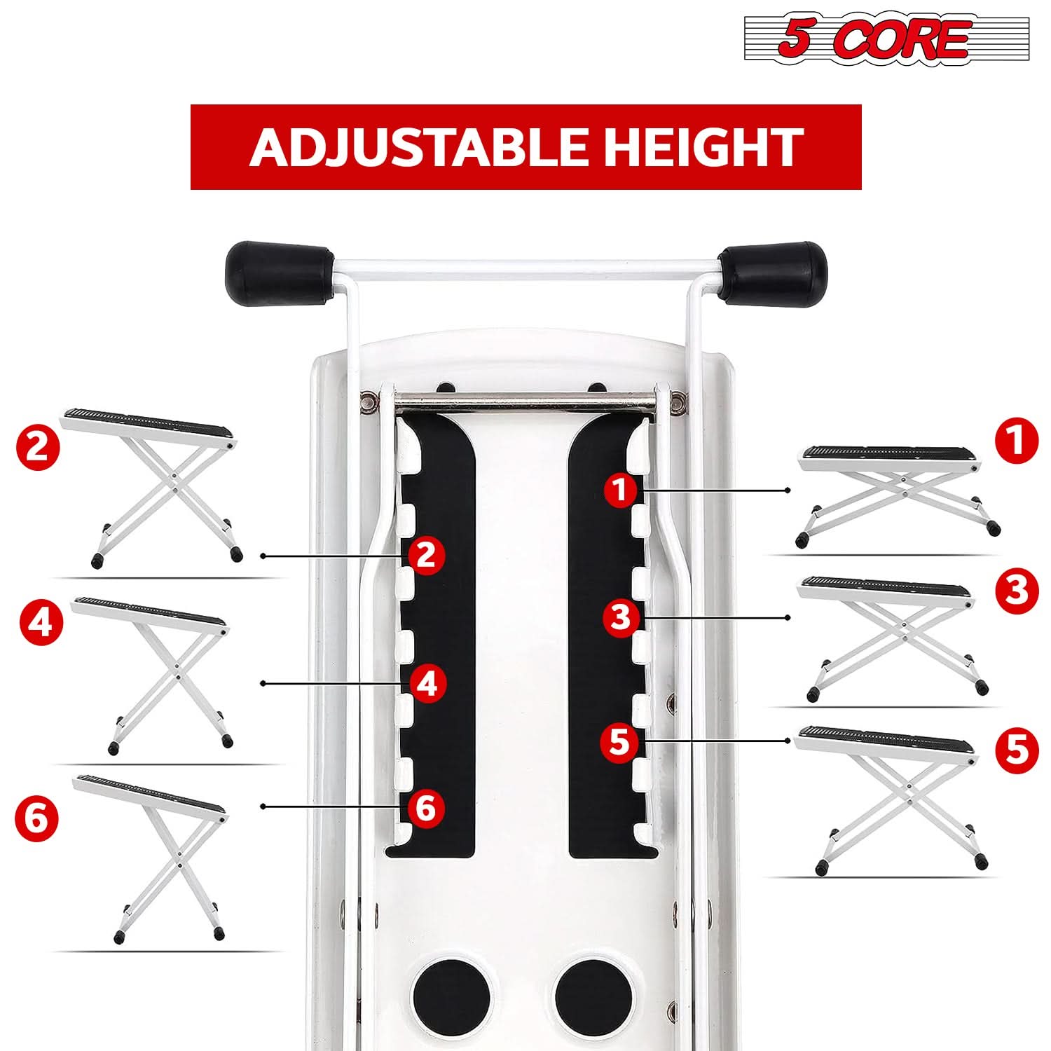 5 CORE ADJUSTABLE HEIGHT 1 2 3 4 5 6 1 2 3 4 5 6