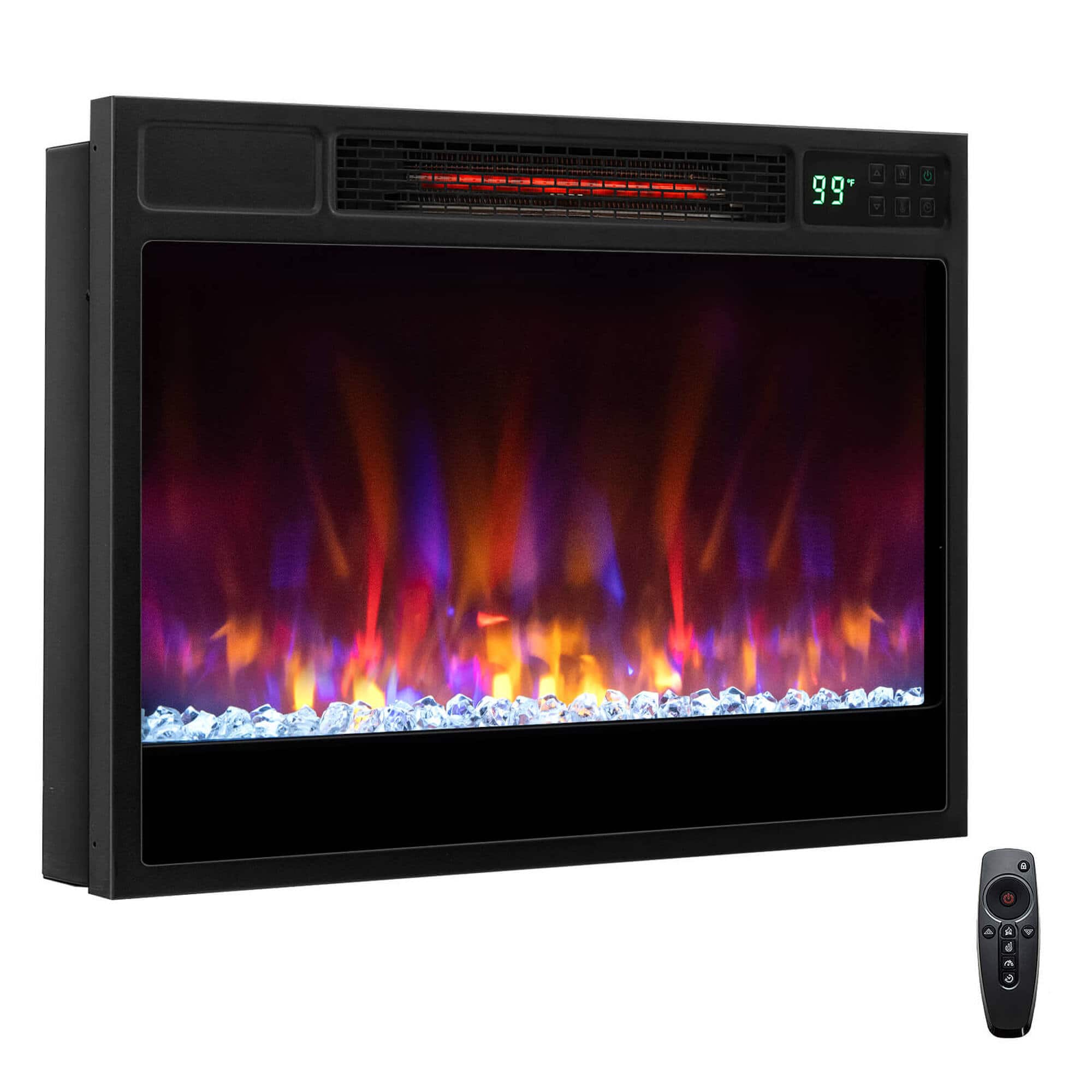 Front. Costway - Costway 23-inch Infrared Quartz Electric Fireplace Insert with Remote Control Black - Black.