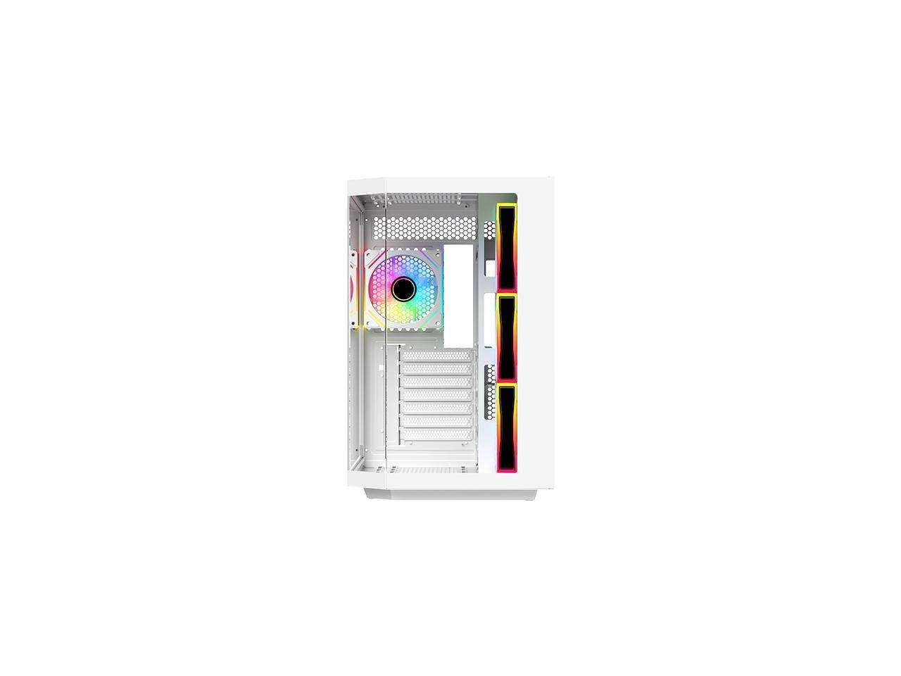 Alt View 9. DIYPC - DIYPC ARGB-N3-W White E-ATX/ATX Dual Chamber Case w/ 3x Glass Panels & 4x ARGB Fans - White.