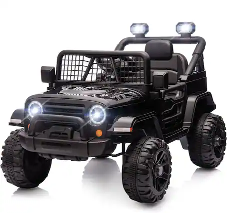 Front. Winado - 12V Kids Ride on Truck with Remote Control, 4 Wheels Battery Powered Kids Car, Electric Play Car with LED Lights - Black.