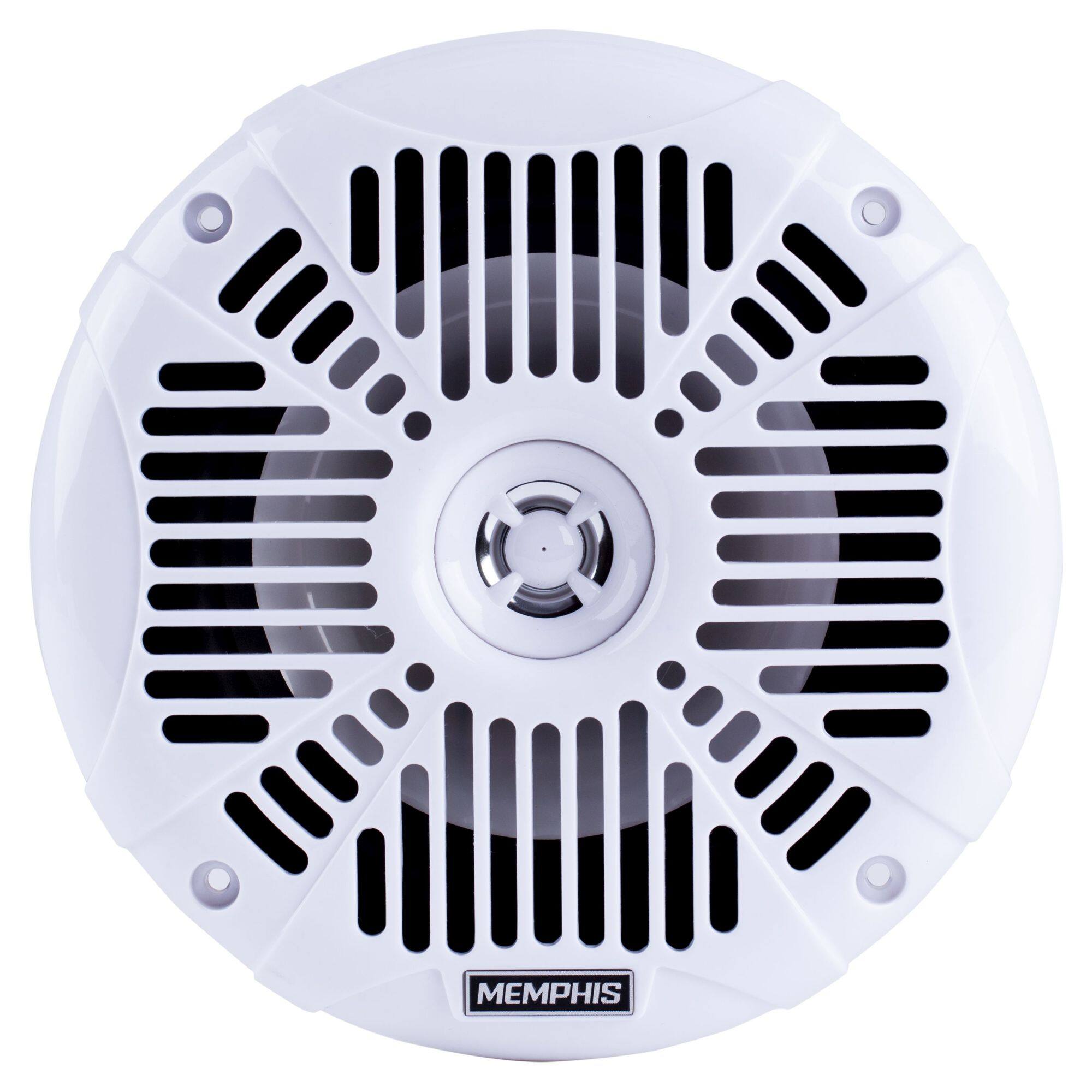 Alt View 4. Memphis Car Audio - Memphis Audio MXA602SLW MXA OEM Fit 6.5" Marine Grade Coaxial Speakers, White With Blue LED - Pair - Black/Gray.