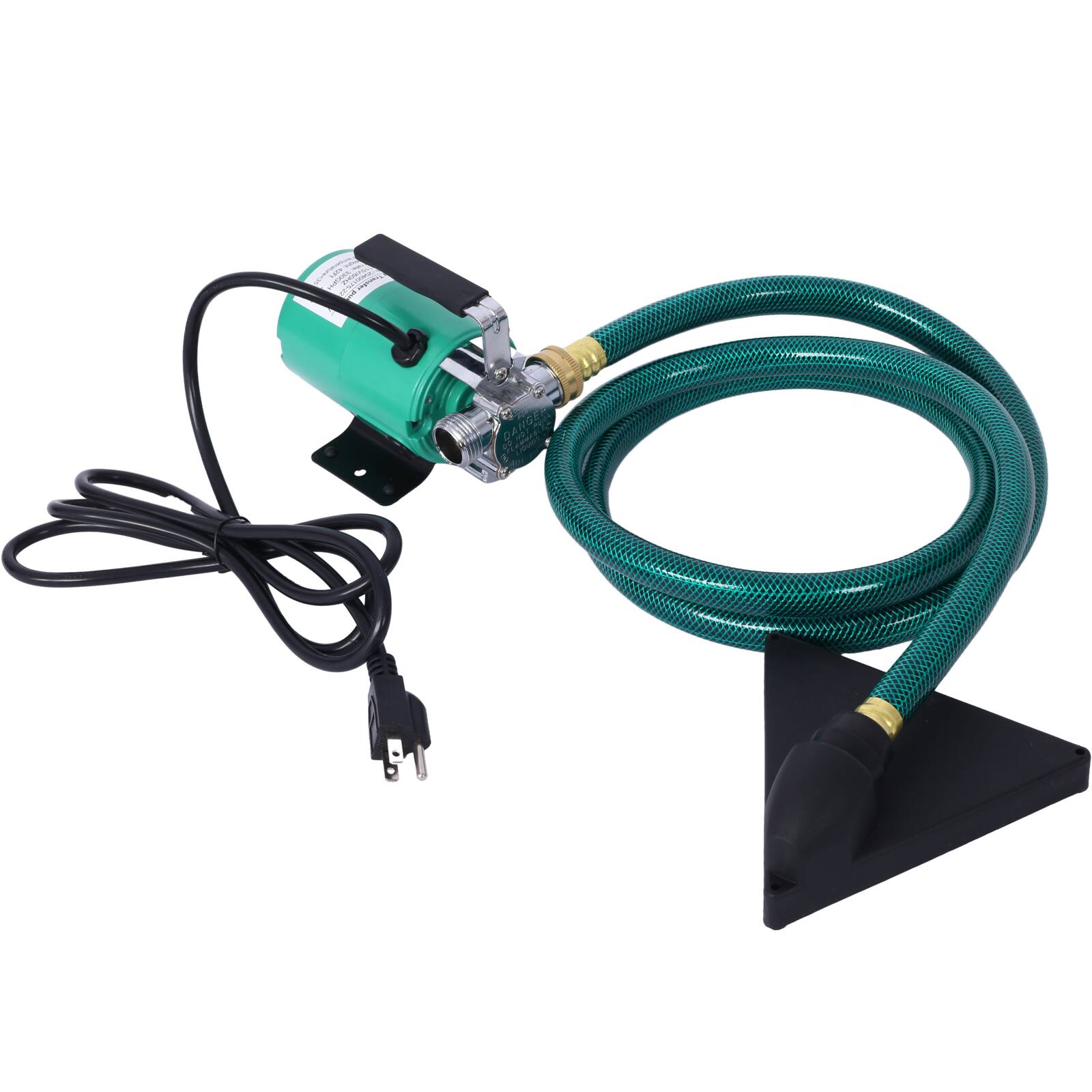 Angle. GOODSILO - Portable Electric Water Transfer Pump - 330 GPH Utility Pump with Hose Kit - Green.