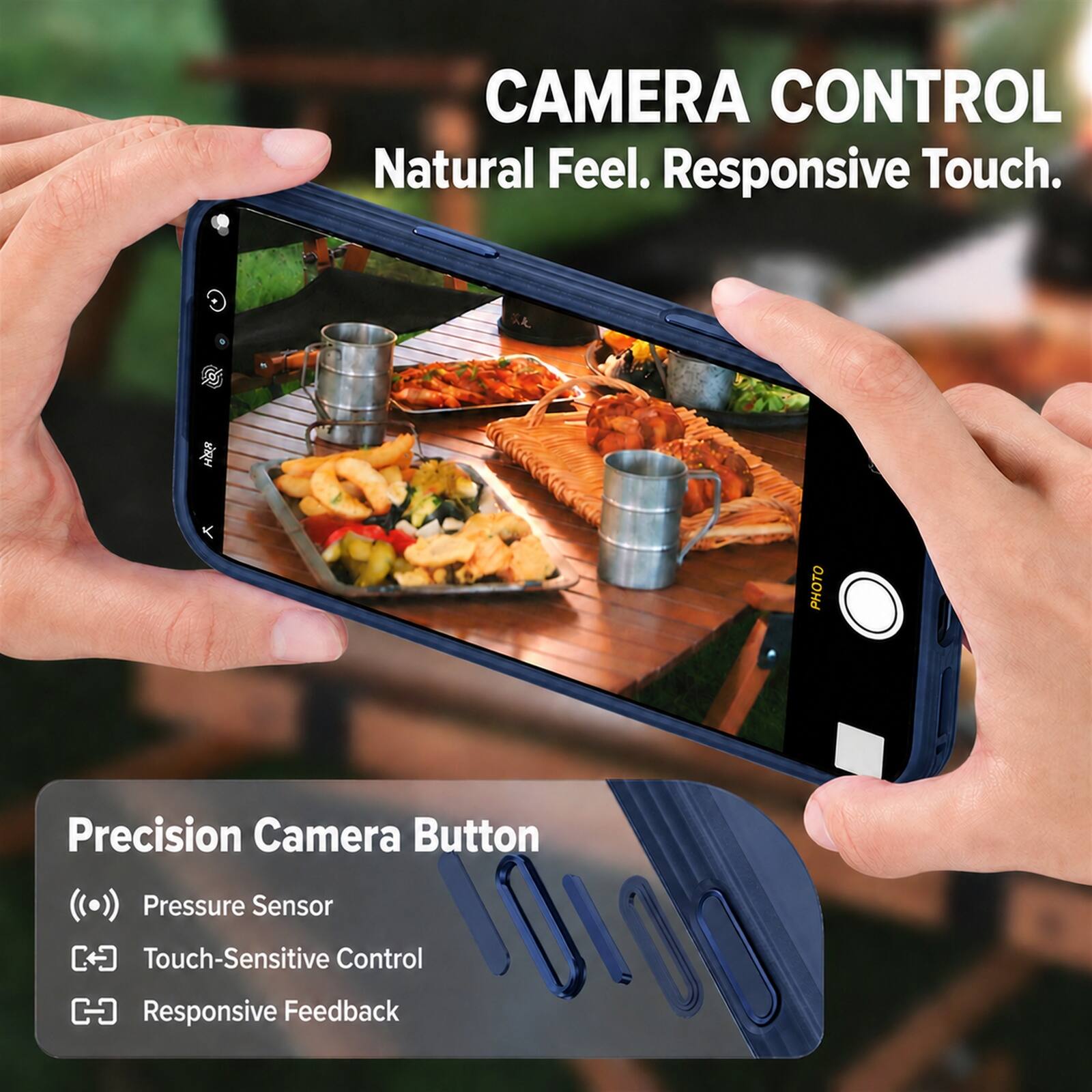CAMERA CONTROL  
Natural Feel. Responsive Touch.

PHOTO

Precision Camera Button  
Pressure Sensor  
Touch-Sensitive Control  
Responsive Feedback