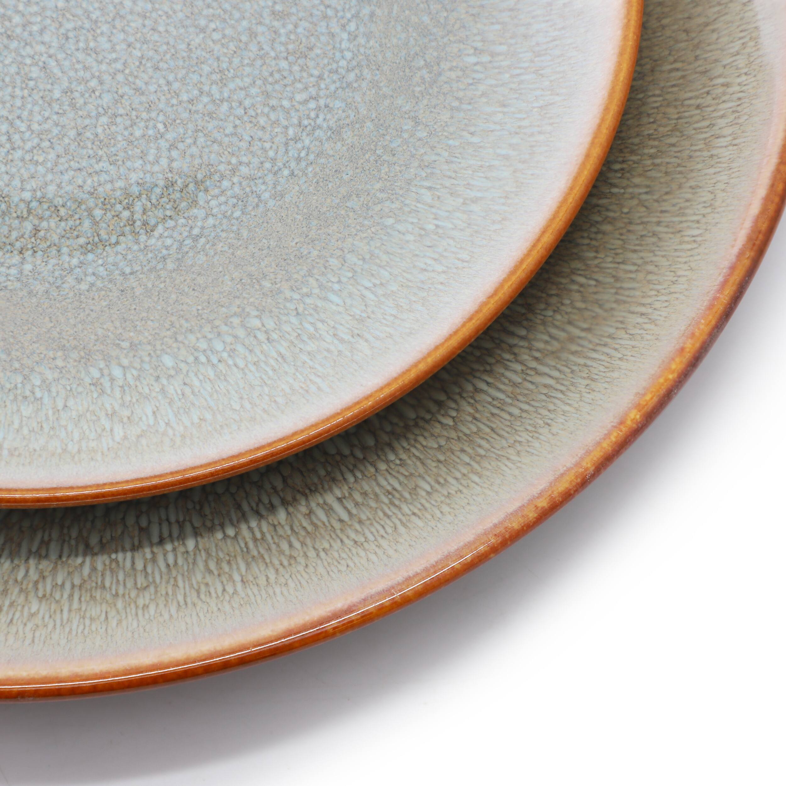 Back. Elama - Elama Wilma 18 Piece Round Stoneware Dinnerware Set in Light Blue - Light Blue.