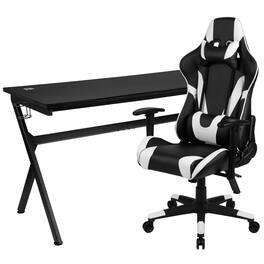 Emma + Oliver - Gaming Desk Bundle - Cup/Headset Holder/Mouse Pad Top - Black