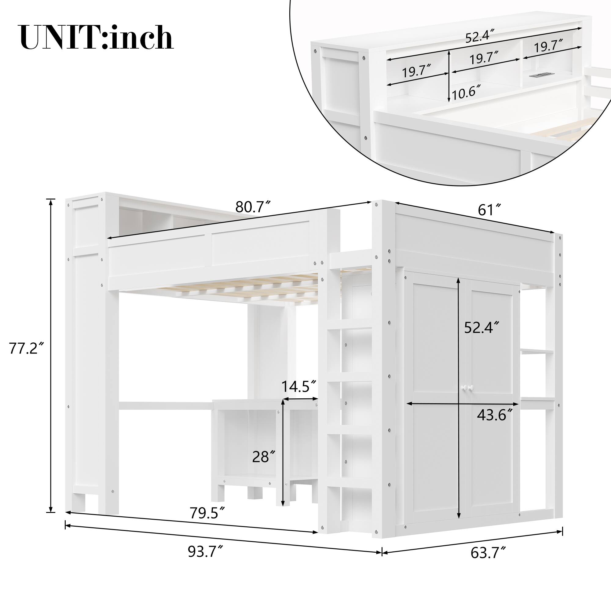 UNIT: inch

52.4" 19.7" 19.7" 10.6" 19.7" 80.7" 61" + 77.2" 52.4" 14.5" NN 43.6 28" 79.5" 93.7" 63.7"