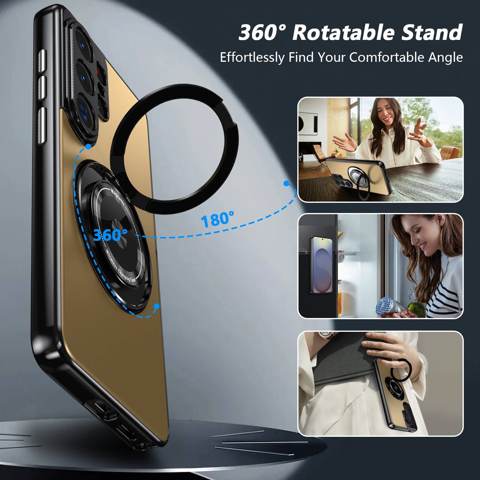 360° Rotatable Stand  
Effortlessly Find Your Comfortable Angle