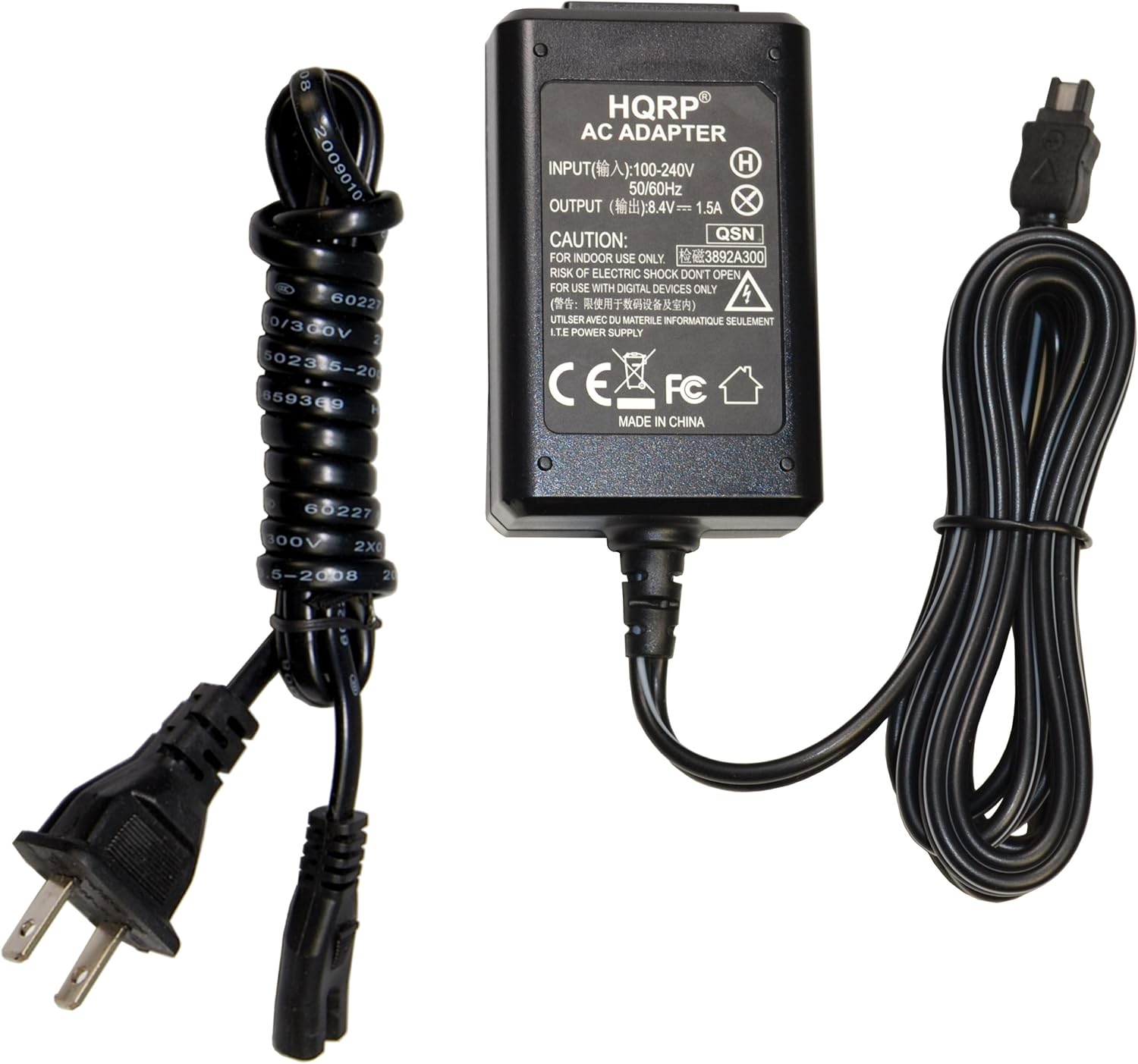 08 009010 60221 0/300V 502315-20 5-20 659349 HQRP AC ADAPTER INPUT: 100-240V INPUT( : 100-240V H 50/60Hz OUTPUT ()8.4V: 1.5A X CAUTION: QSN FOR INDOOR USE ONLY. 3892A300 RISK OF ELECTRIC SHOCK DON'T OPEN FOR USE WITH DIGITAL DEVICES ONLY 4 (:   & ) UTLSER AVEC DU MATERIEL INFORMATIQUE SELLAMENT LIE POWER SUPPLY CE FC MADE IN CHINA 60227 300V 2X0 5-2008 2 C