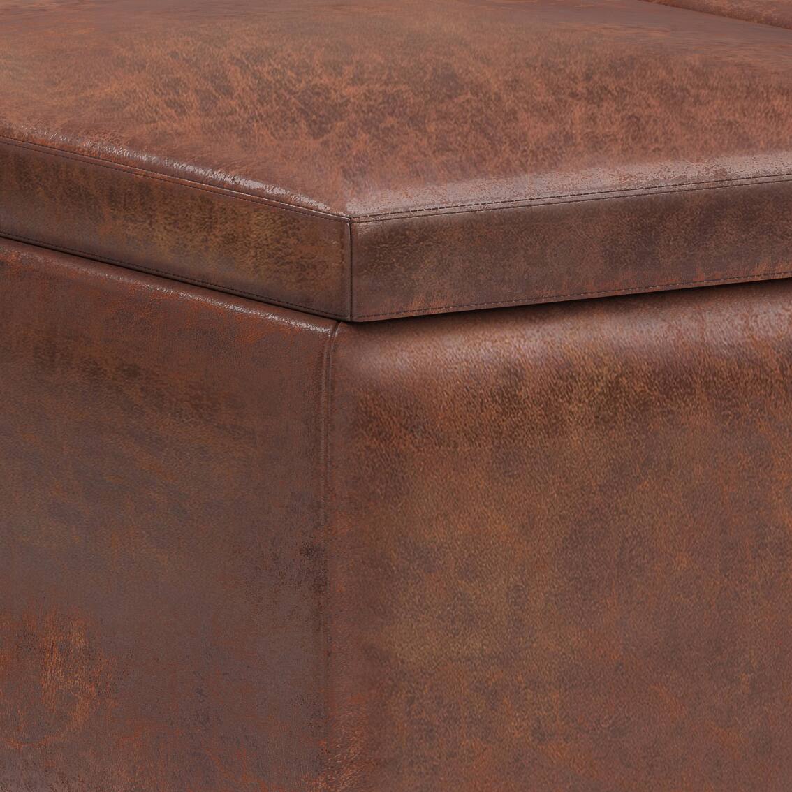 Alt View 12. Simpli Home - Owen Tray Top Small Coffee Table Storage Ottoman - Distressed Saddle Brown.