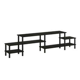 FurniFact - Espresso Wooden Entertainment Center for TVs up to 80 Inches with Ample Storage - Brown Black