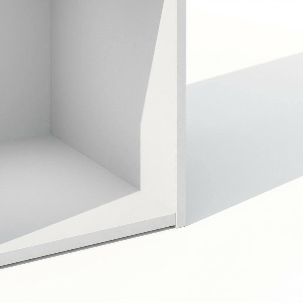 Alt View 2. FurniFact - White Wood Bookcase with Spacious Shelves and Sleek Design - White.