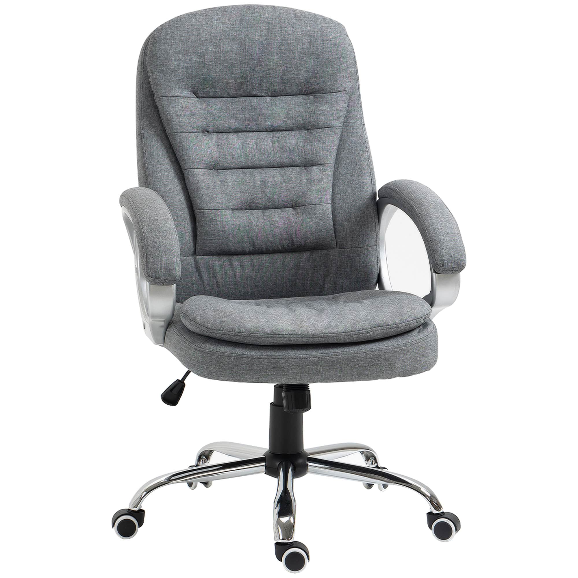 Vinsetto - High Back Home Office Chair Executive Computer Chair with Adjustable Height, Upholstered Thick Padding Headrest - Light Gray