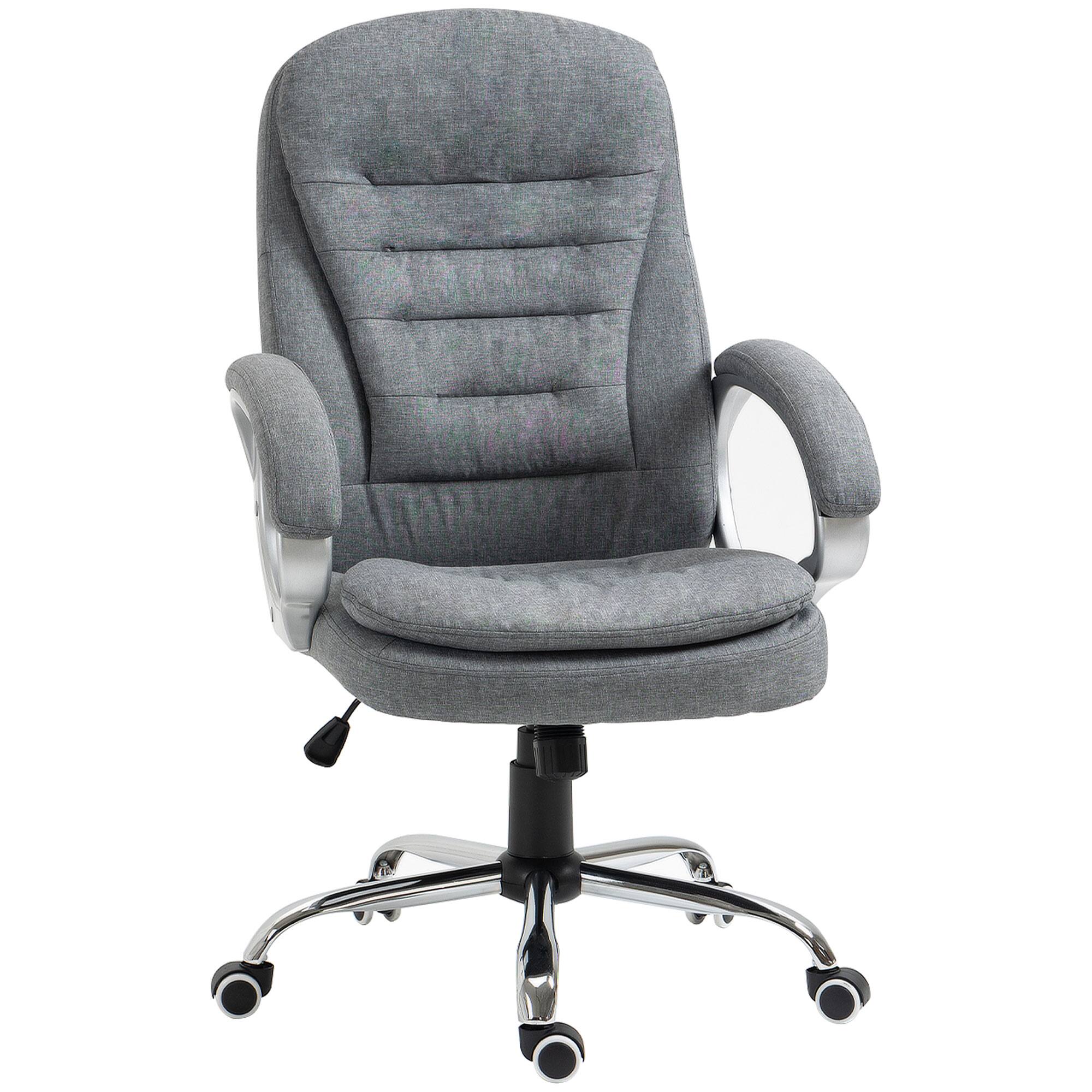 Front. Vinsetto - High Back Home Office Chair Executive Computer Chair with Adjustable Height, Upholstered Thick Padding Headrest - Light Grey.