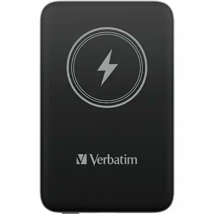 Front. Verbatim - Verbatim Charge 'n' Go Magnetic Wireless Power Bank 10000 mAh - Black - For Smartphone - Lithium Polymer (Li-Polymer).