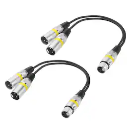 Unique Bargains - 2pcs 3-Pin XLR Splitter Cable, 1 Female to 2 Male Y Cable for Balanced Audio, Mixers, Microphones - Yellow Circle