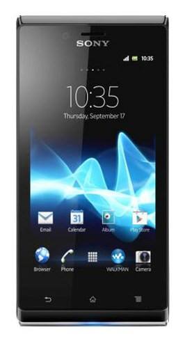 Front Standard. Sony - Xperia J Cell Phone (Unlocked) - Black.