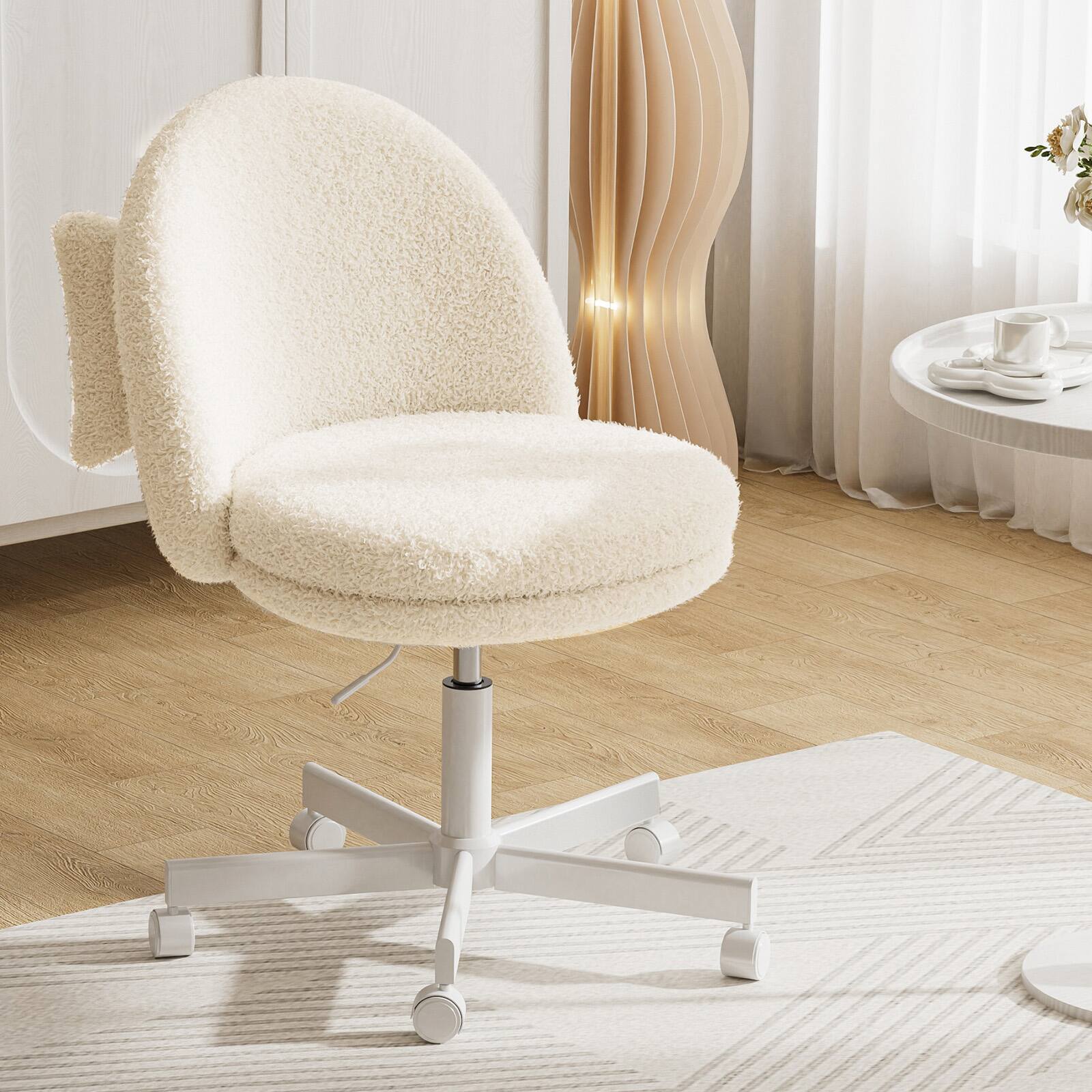 Alt View 6. CloudRest Pro - Small Ergonomic Tall Office Chair Velvet Computer Desk Chair Vanity Chair,White - White.