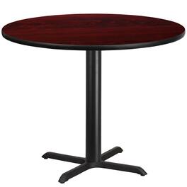 Emma + Oliver - 42" Round Laminate Table Top with 33"x33" Table Height Base - Mahogany
