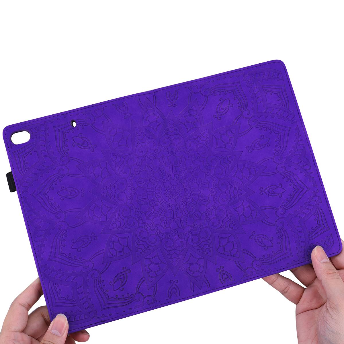 Angle. Dteck - Case for Samsung Galaxy Tab S10 Ultra & S9 Ultra & S8 Ultra (X920/X910/X900),Shockproof Embossed PU Leather Folio Cover - Purple.
