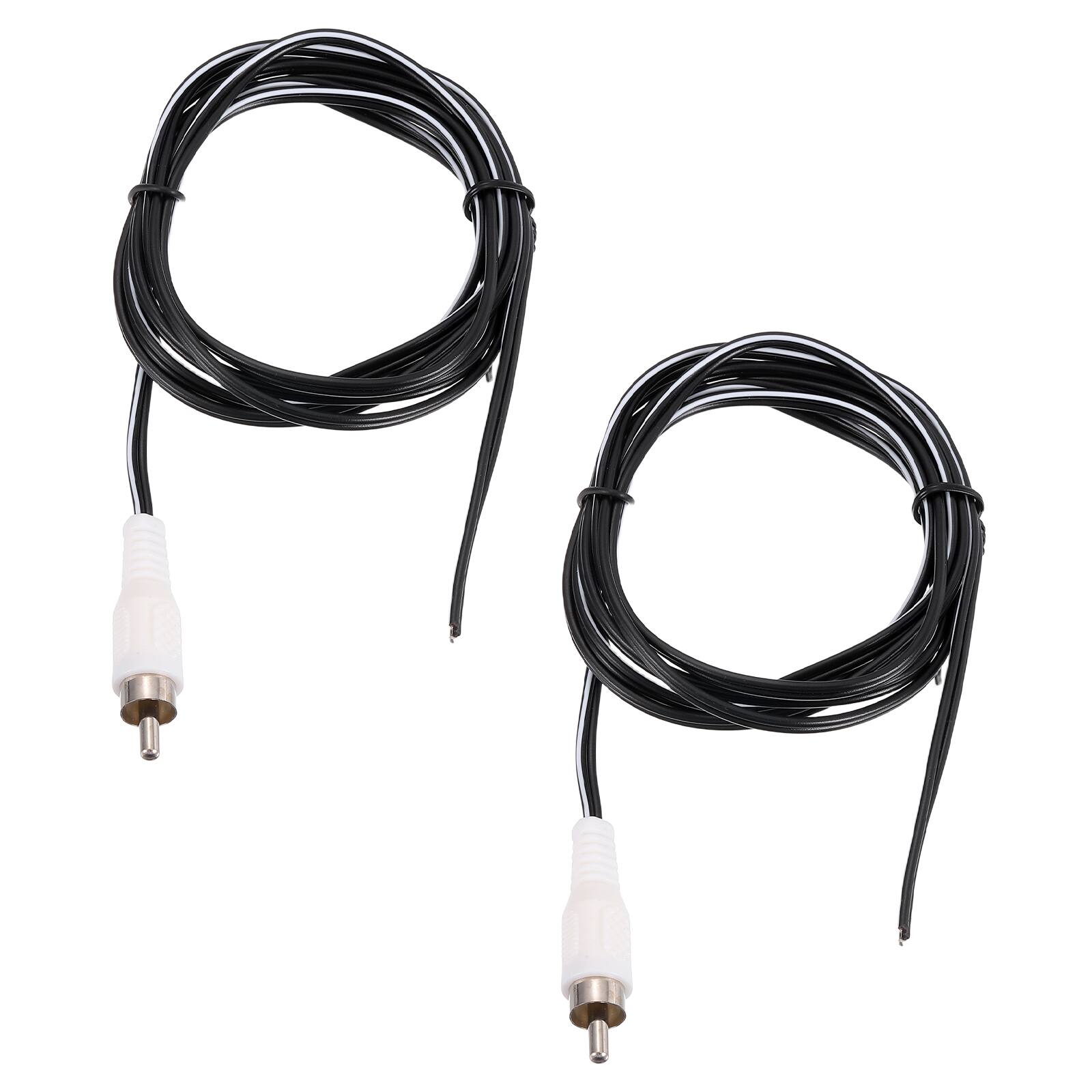 Unique Bargains - 2pcs 5ft RCA Audio Subwoofer Cable, 1 RCA Male Plug to Bare Wire Open End Audio Video Speaker for Amplifier Home Theater - White