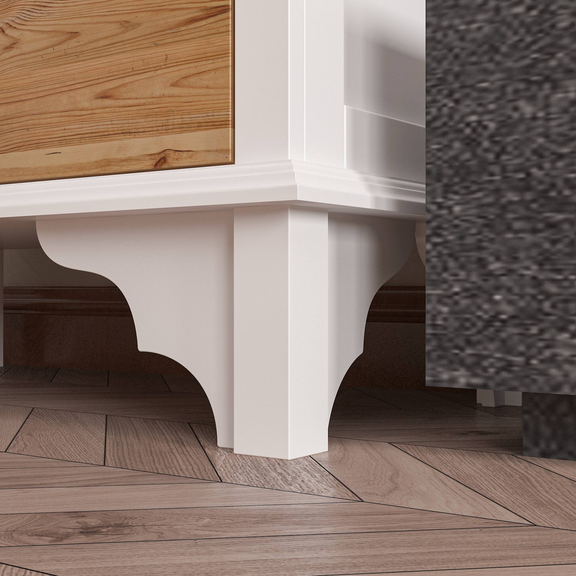 Alt View 8. FUFU & GAGA - FUFU&GAGA Vintage Glass - Door Display Cabinet: Carved Details, Mixed - Material, Multi - Shelf - White.