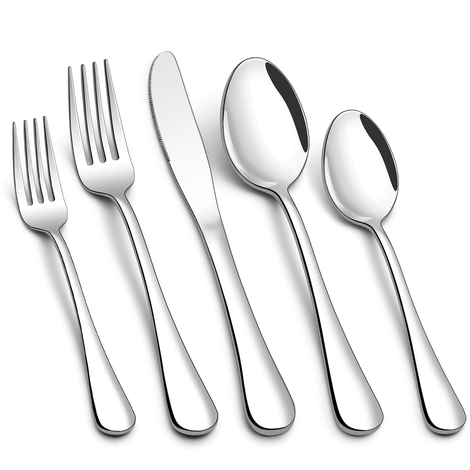 Dazzed Corner - 60 Piece Silverware Set for 12, Stainless Steel Flatware Set Dishwasher Safe - Silver