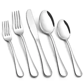Dazzed Corner - 60 Piece Silverware Set for 12, Stainless Steel Flatware Set Dishwasher Safe - Silver