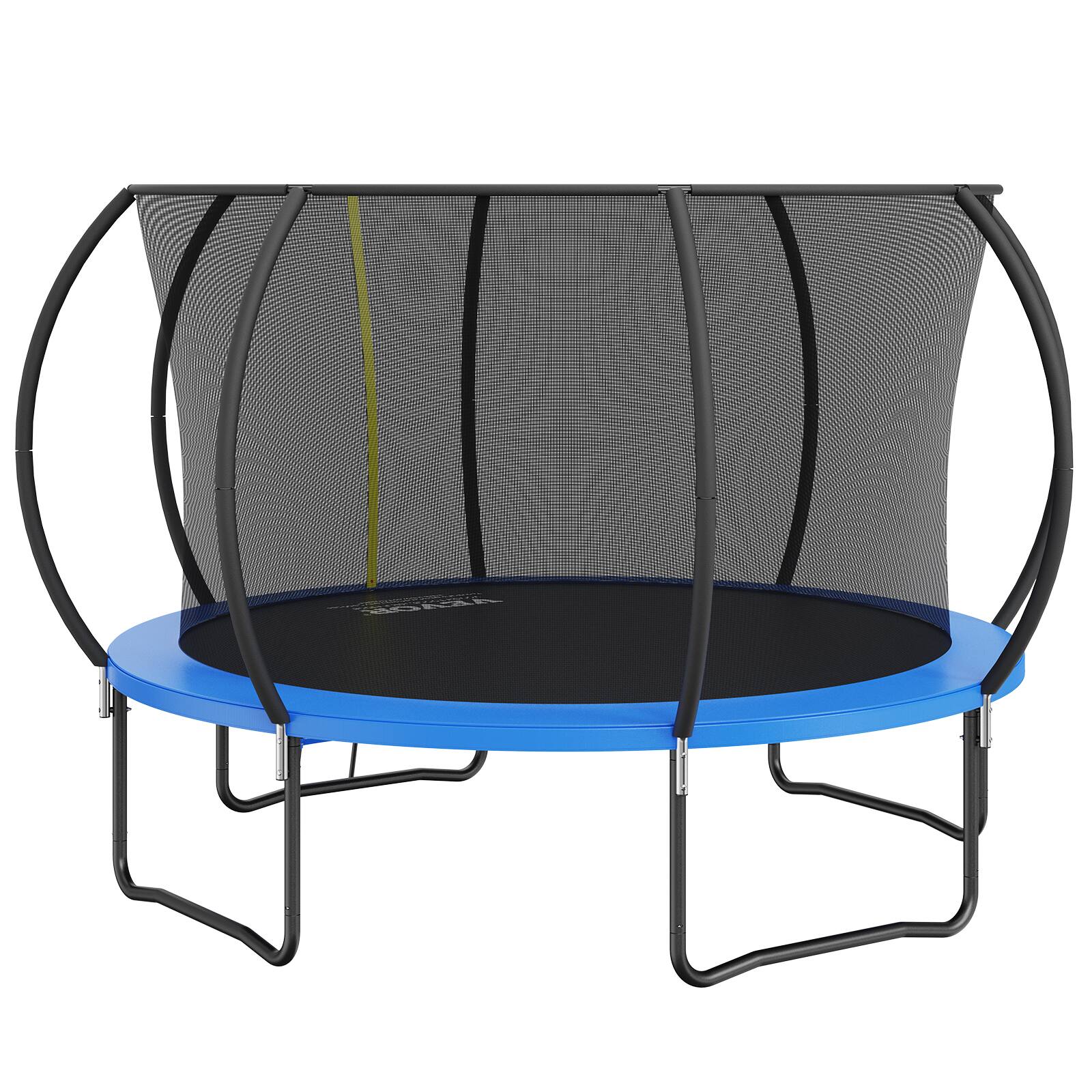 Alt View 5. VEVOR - 12FT Trampoline, 400 lbs Trampoline with Enclosure Net, Ladder, and Curved Pole - Blue.