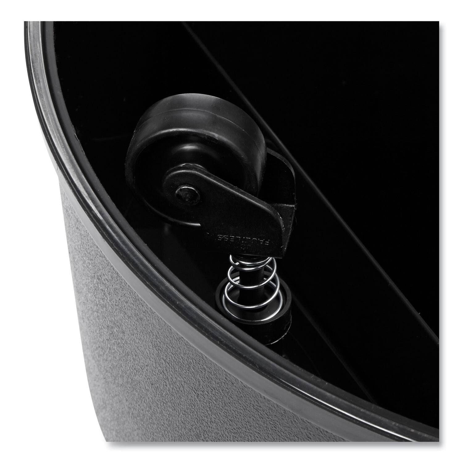 Back. RubberMaid - Rolling Step Stool Curved Design 2 Step Retracting Casters 350 lb Capacity 16" Diameter x 13.5"h Black - Black.