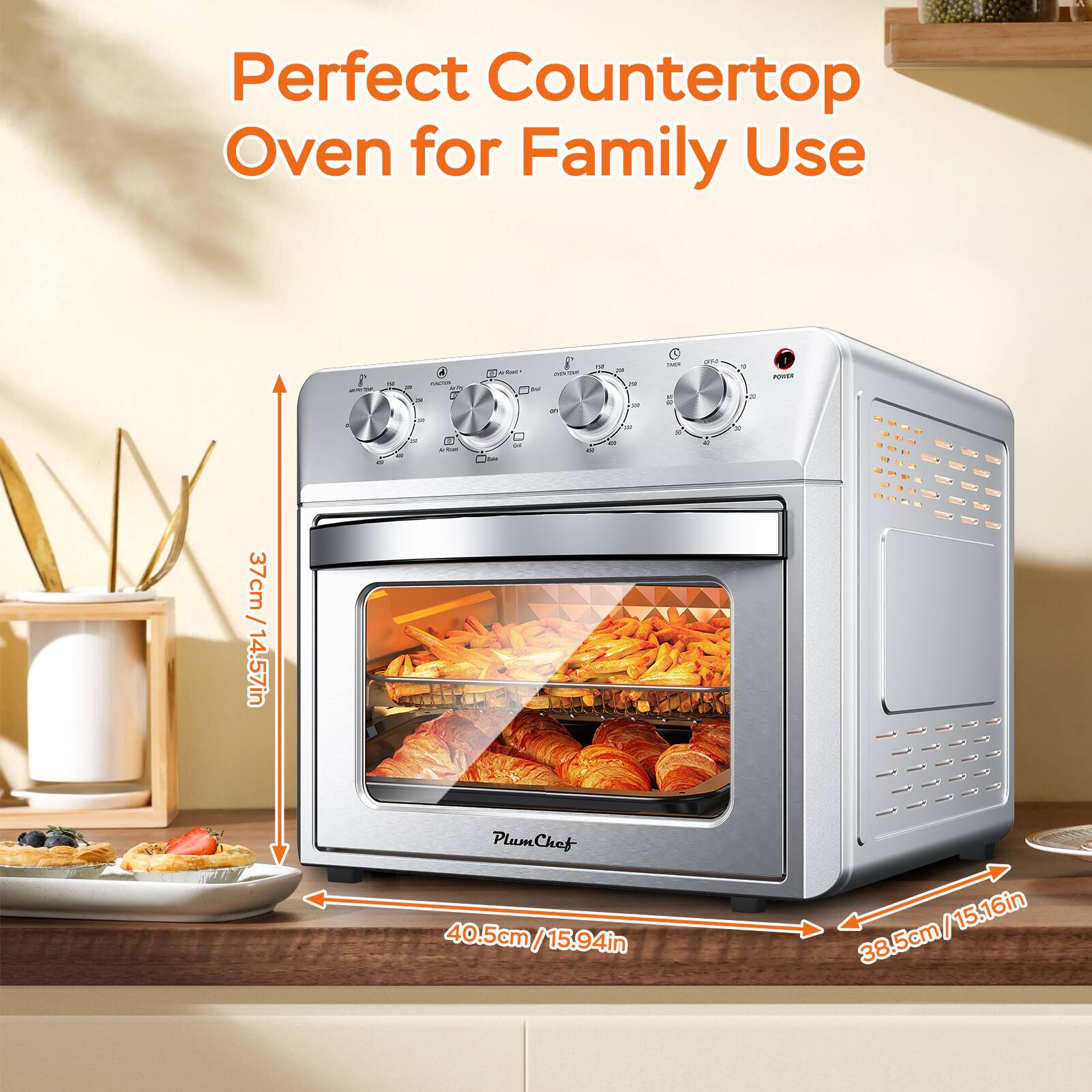 Perfect Countertop Oven for Family Use

Plum Chef

37cm / 14.57in

40.5cm / 15.94in

38.5cm / 15.16in