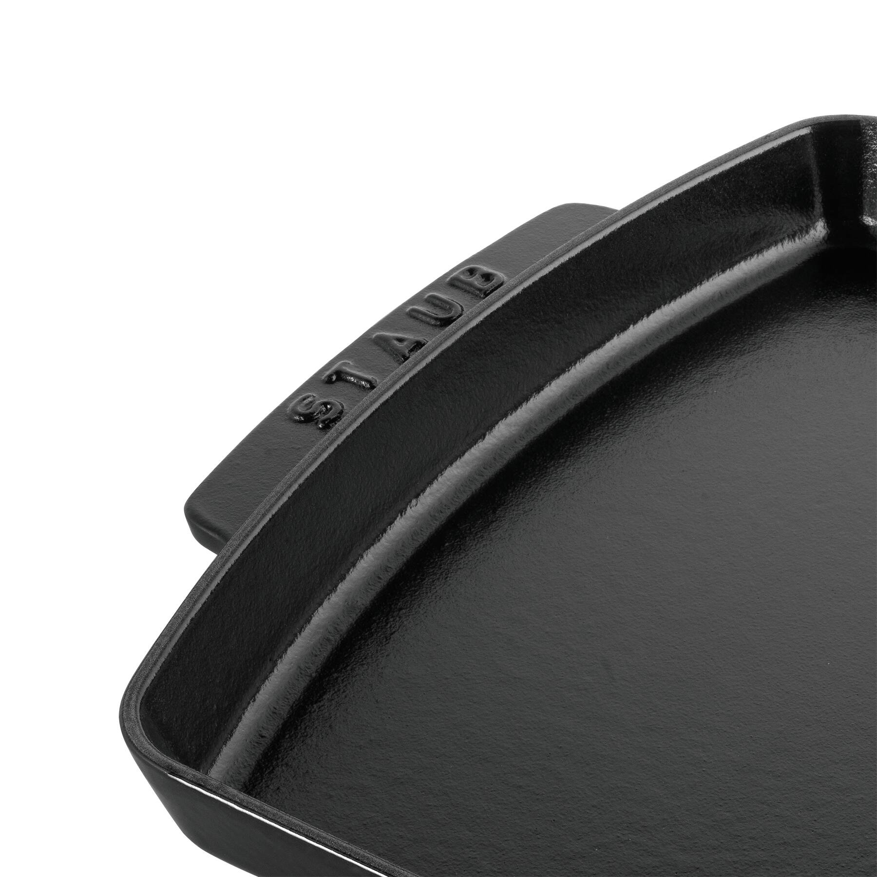 Alt View 4. Staub - Staub Cast Iron 13 x 9-inch Rectangular Serving Dish with Wood Base - Matte Black - Matte Black.