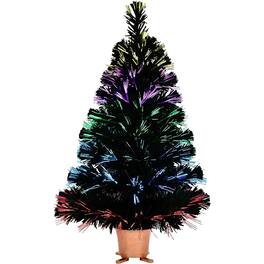 RTMB - 32" 5-Layer Fiber Optic Tabletop Christmas Tree with LED Light Show, Gold Pot, and Power Adapter - Green