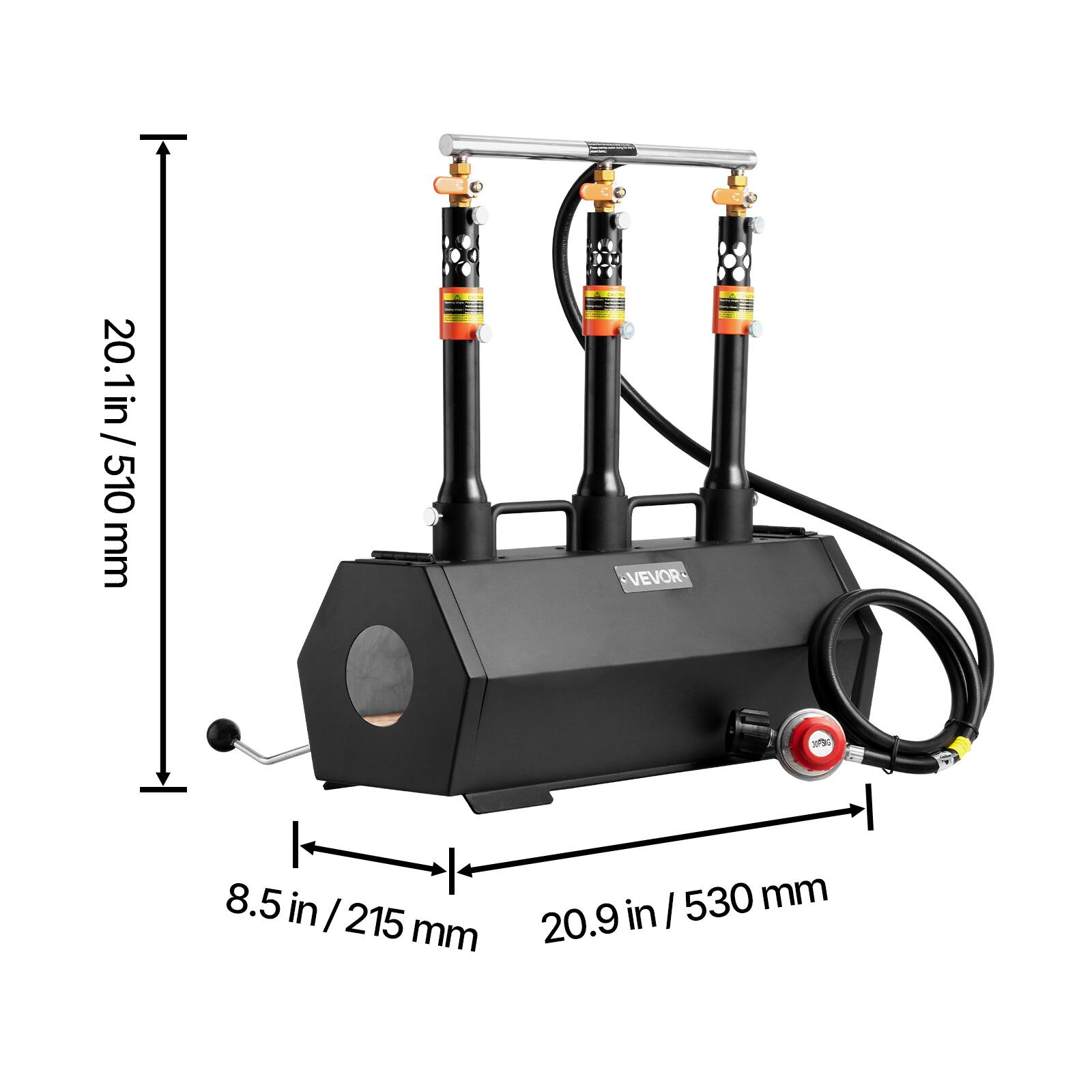 20.1 in / 510 mm  
8.5 in / 215 mm  
20.9 in / 530 mm