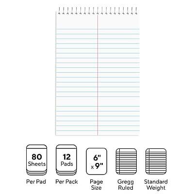 80 Sheets Per Pad  
12 Pads Per Pack  
6" x 9" Page Size  
Gregg Standard Ruled  
Weight