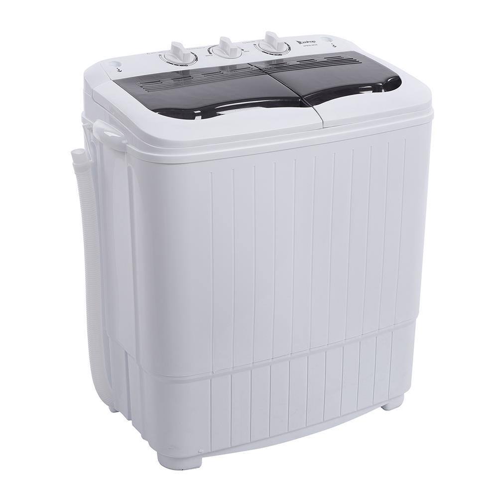 Front. Winado - Electric 14.3lbs Compact Semi-Automatic Washing Machine Apartment Spin Dry - White&Black.