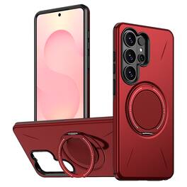 Dteck - Rotating Magnetic Kickstand Protective Case for Samsung Galaxy S26 Ultra, Rugged Heavy Duty Shockproof Cover - Red