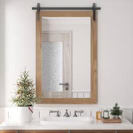 PAIHOME - Wood Wall Mirror Waterproof Modern Farmhouse Accent Rectangular Bathroom Mirror Bedroom Living Room Decor Mirror - Brown - 24"x36"