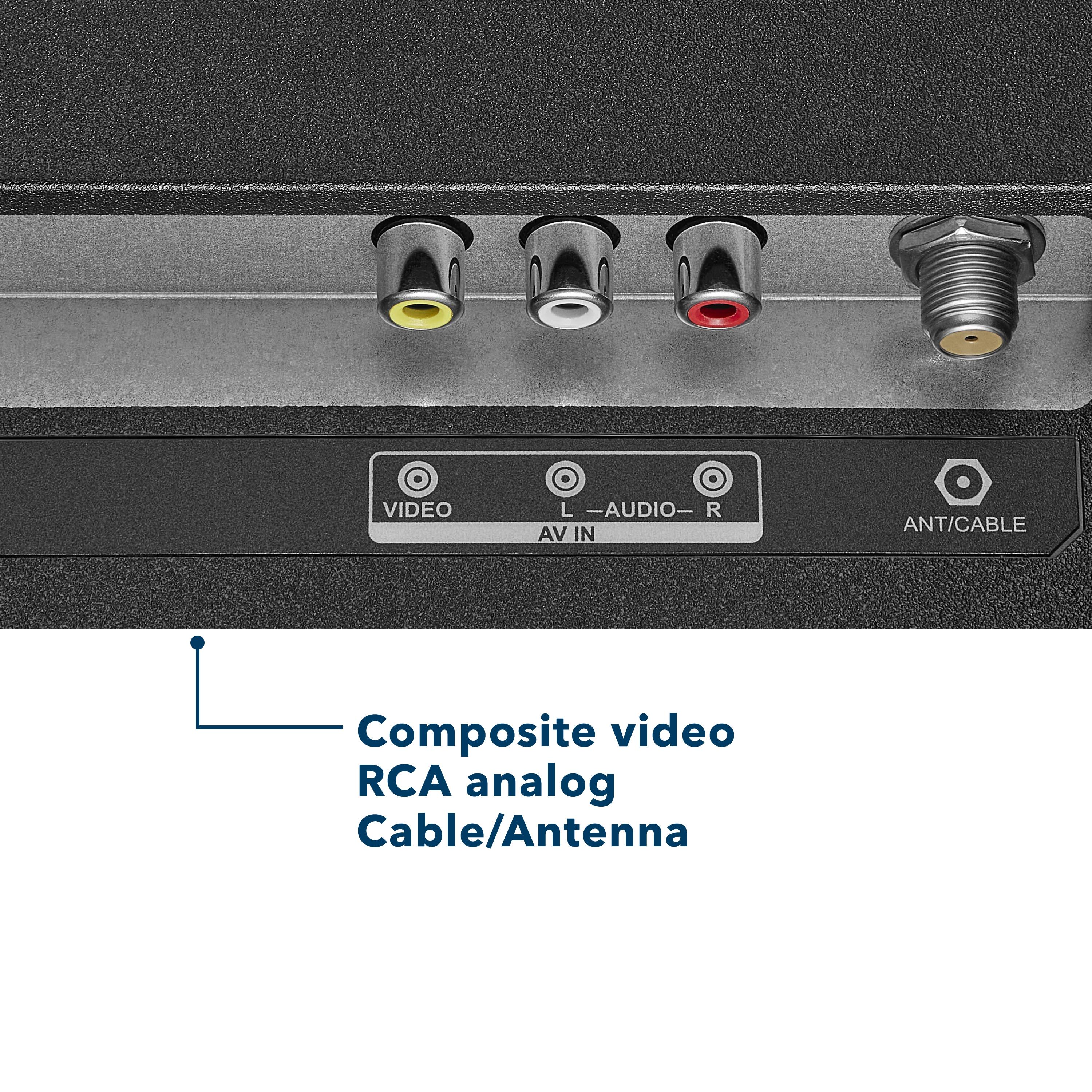The image shows a device with four RCA connectors, labeled as Composite Video, Audio, and Cable/Antenna. The connectors are arranged in a row, with one on the left, one in the middle, and two on the right. The labels indicate that these connectors are used for different purposes, such as video input, audio input, and cable or antenna connections.