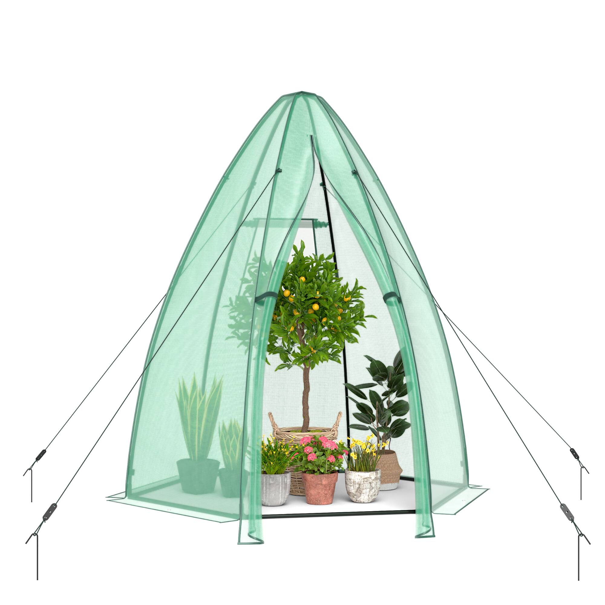 Alt View 2. Costway - 5.5'x 5.5'x 6' Portable Mini Garden Greenhouse with Window & Roll-up Zippered Door - Green.