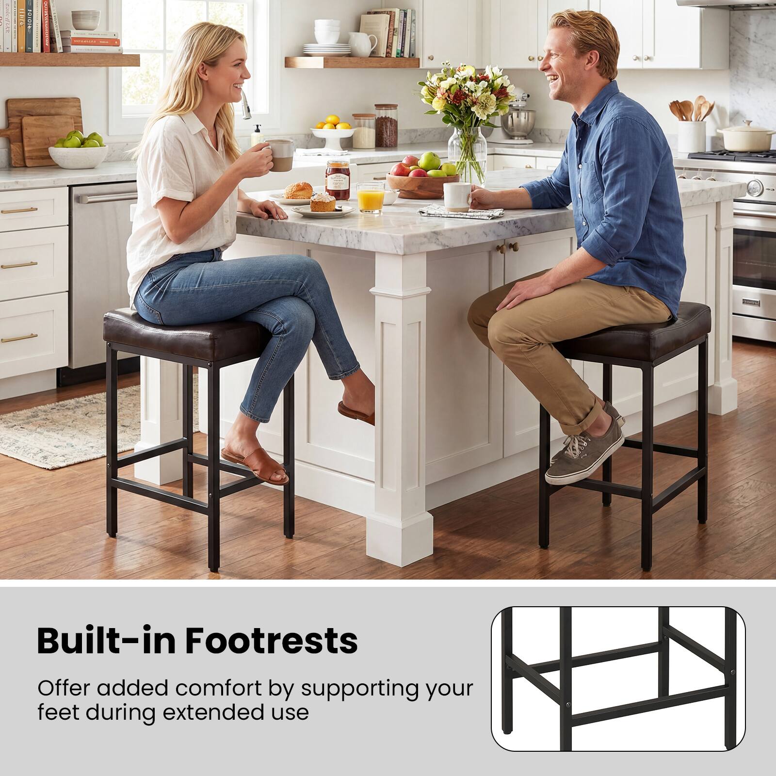 Built-in Footrests

Offer added comfort by supporting your feet during extended use