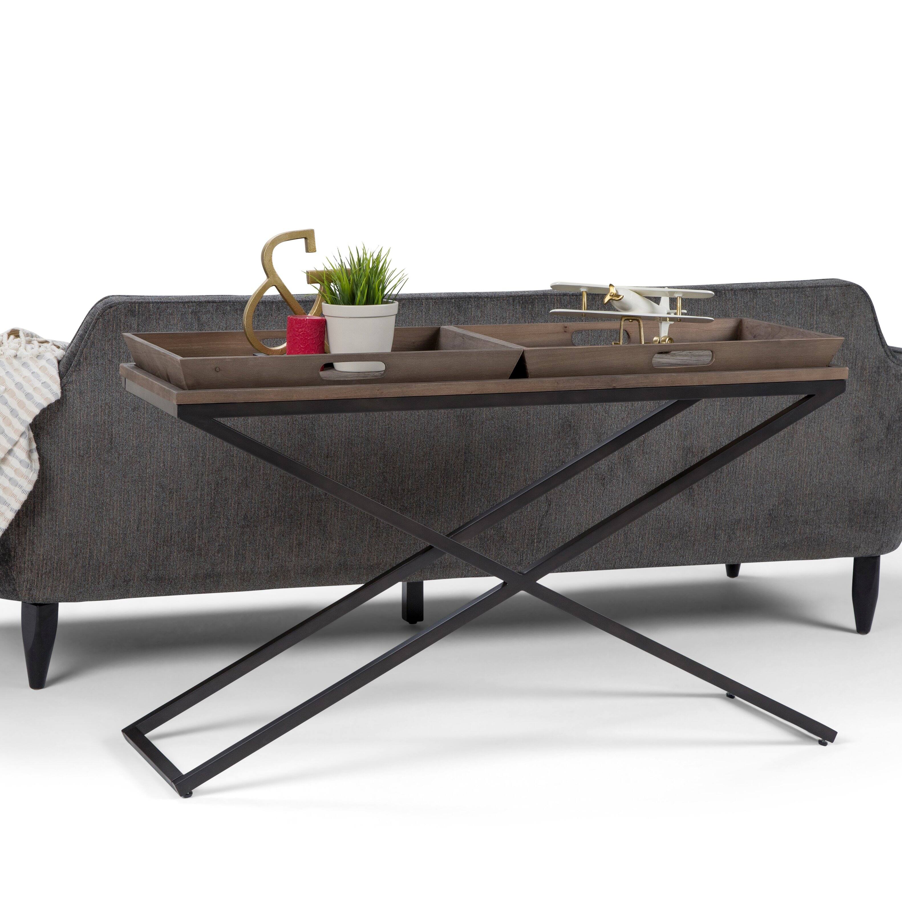 Angle. Simpli Home - Damien SOLID AGED ELM WOOD and Metal 50 inch Wide Modern Industrial Console Table in Distressed Natural Elm - Distressed Natural Elm.