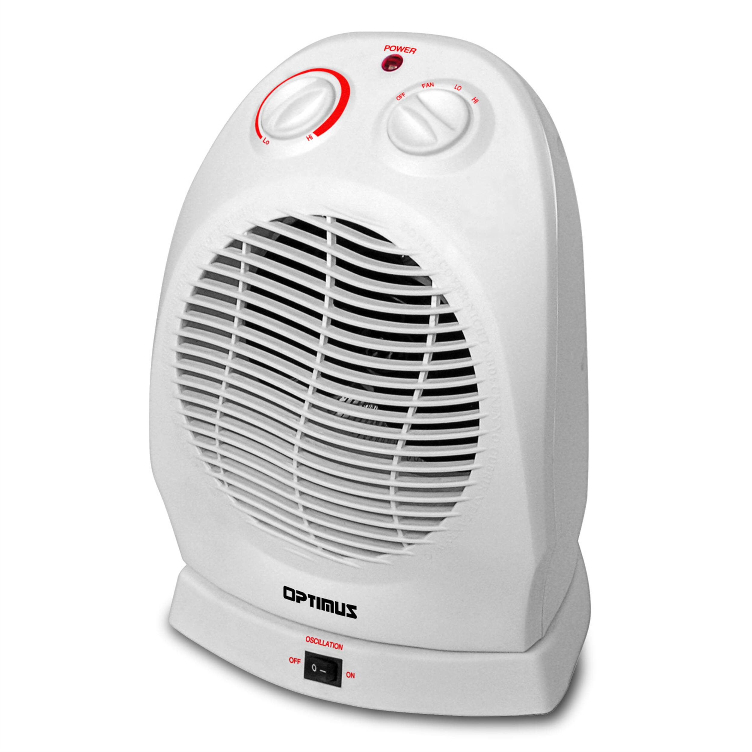 Optimus - Portable Oscillating Fan Heater with Thermostat - White